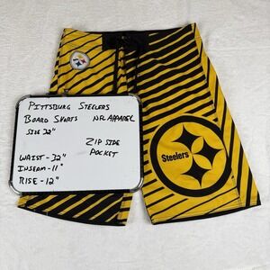 Pittsburgh Steelers‎ Men's Board Shorts Swim Trunks Size 32" NFL Team Apparel